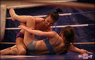 Hot wrestling match between Denise Sky and Tiffany Doll