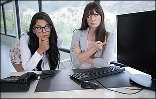 Gina Valentina and Alison Rey having hot sex in the office