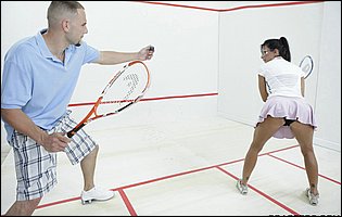 Hot squash player Lezley Zen sucking and fucking a big hard cock