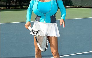 Big boobed asian MILF Minka plays tennis