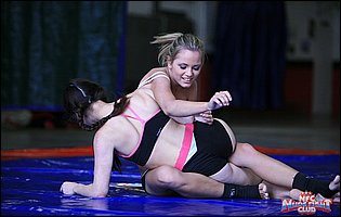 Tiffany Doll and Vanda Lust in hot lesbian wrestling action