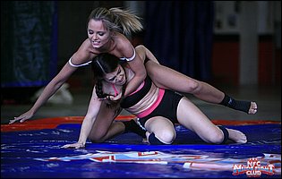 Tiffany Doll and Vanda Lust in hot lesbian wrestling action