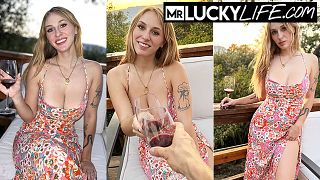 Gorgeous blonde Angel Youngs giving blowjob and getting fucked